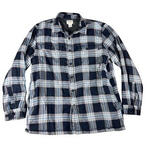 Vintage L.L.Bean Shirt Jacket Mens Large Plaid Flannel Fleece Lined Button-Up